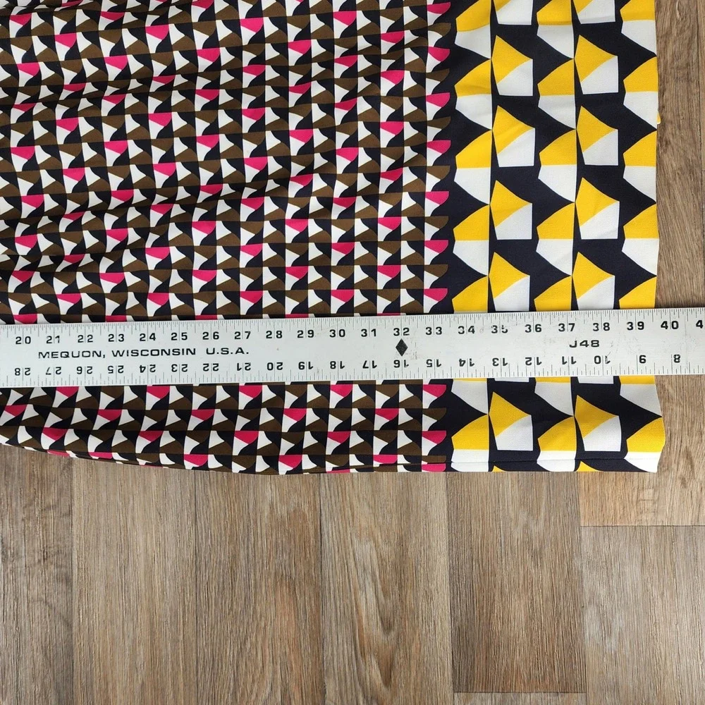 Hugo Boss Womens Geometric Triangle Print Sheath Dress Brown Pink Yellow US 12